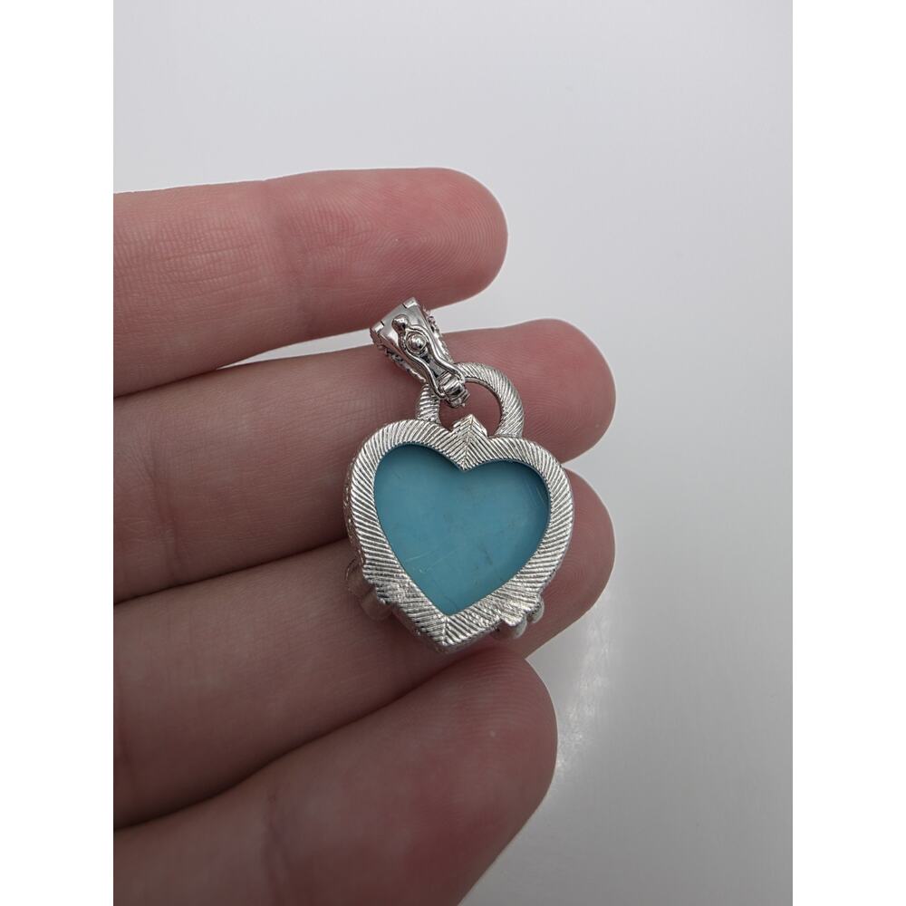 Judith Ripka Sterling Silver Turquoise CZ Blue Heart Pendant - Picture 5 of 11